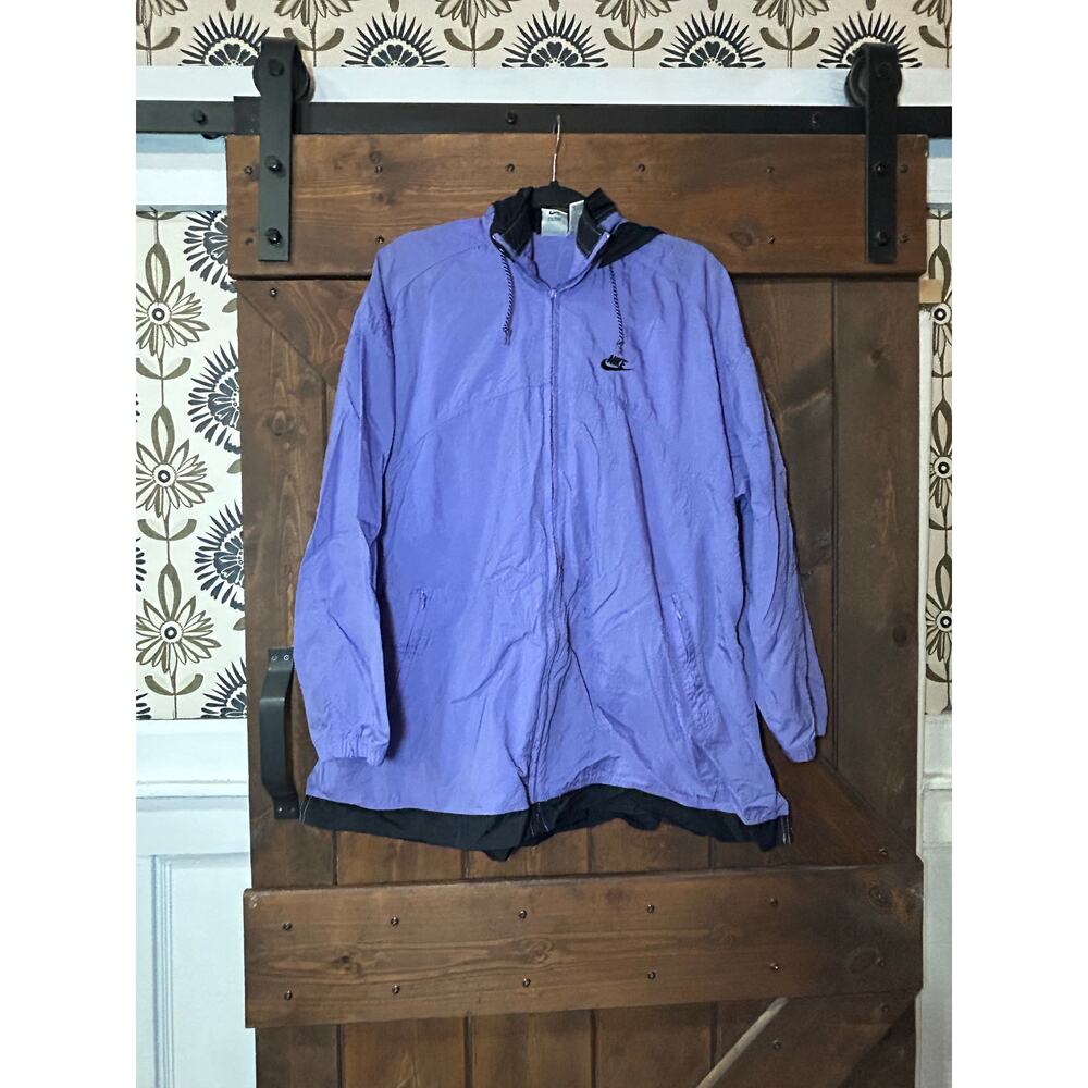 Vintage 90s  Nike women’s large Purple Long Windbreaker jacket ￼